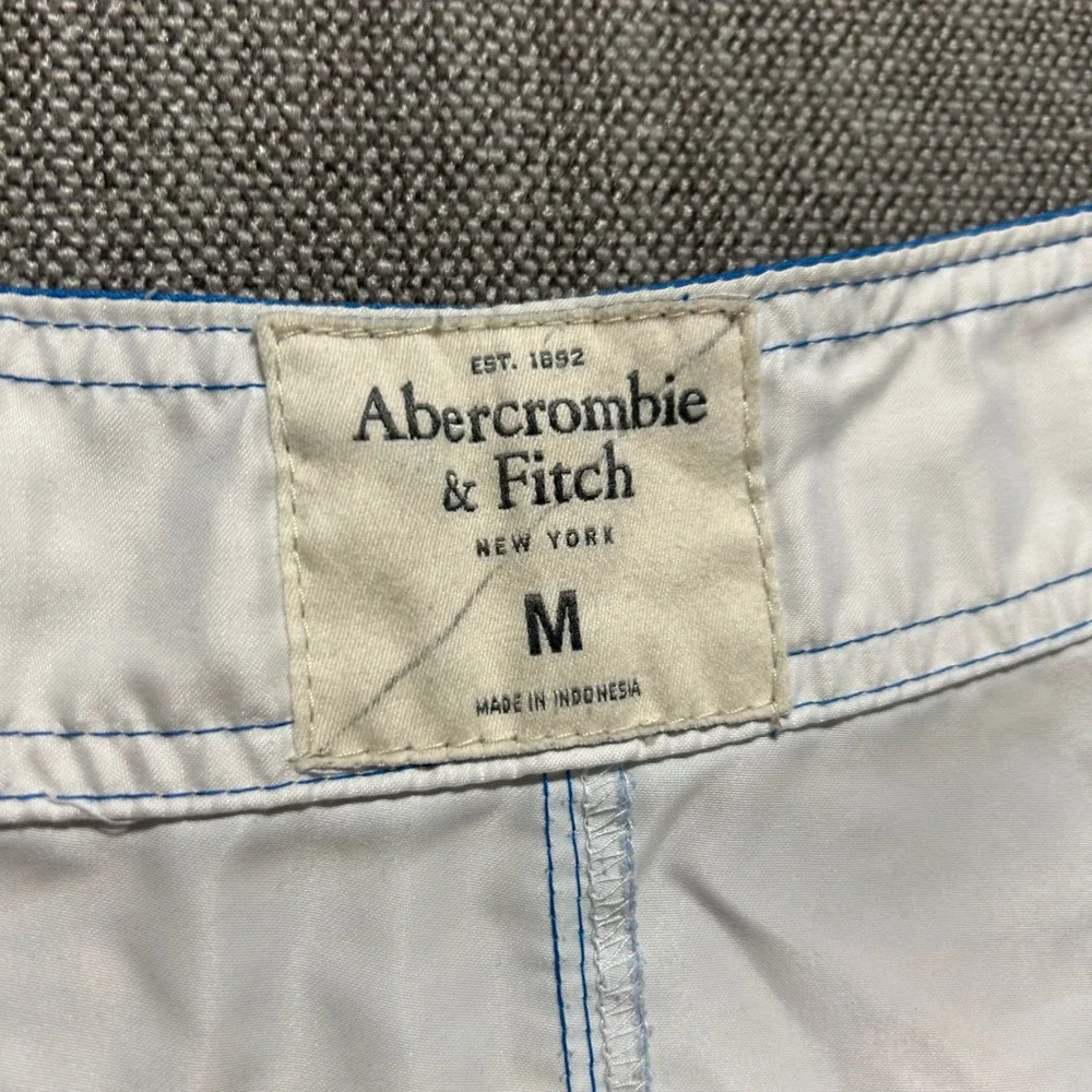 Abercrombie & Fitch Board Shorts Men M Blue Ocean Wave Print Surf Swim Trunks - Picture 3 of 8
